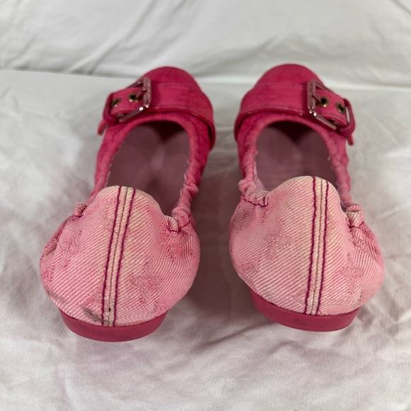 LOUIS VUITTON Pink Denim Elastic Sunburst Flats Women's Marked as 36.5 EU 6.5US - Picture 6 of 11